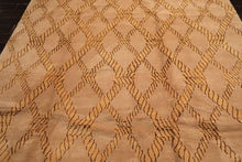 8x10 Tan, Gold, Chocolate Color Hand Knotted Tibetan Wool Transitional Oriental Rug