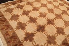 8x10 Beige, Brown, Olive Color Hand Knotted Tibetan Wool  Oriental Rug