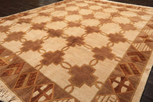 8x10 Beige, Brown, Olive Color Hand Knotted Tibetan Wool  Oriental Rug