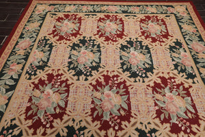 8x11 Red, Denim Hand Hooked 100% Wool Traditional Persian Oriental Area Rug - Oriental Rug Of Houston