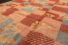 8x10 Blush, Rose, Blue Color Hand Knotted Tibetan Wool Transitional Oriental Rug