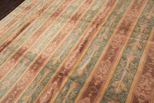 8x10 Blush, Aqua, Gold Color Hand Knotted Tibetan Wool Transitional Oriental Rug