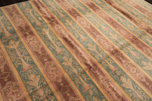 8x10 Blush, Aqua, Gold Color Hand Knotted Tibetan Wool Transitional Oriental Rug