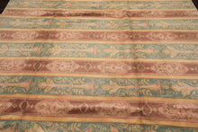 8x10 Blush, Aqua, Gold Color Hand Knotted Tibetan Wool Transitional Oriental Rug