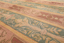 8x10 Blush, Aqua, Gold Color Hand Knotted Tibetan Wool Transitional Oriental Rug