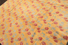 8x10 Gold, Blue, Rust Color Hand Knotted Tibetan Wool Transitional Oriental Rug