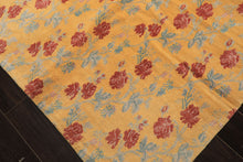 8x10 Gold, Blue, Rust Color Hand Knotted Tibetan Wool Transitional Oriental Rug
