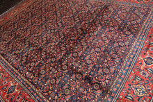 10x14 Navy, Coral, Blue Color Hand Knotted Bidjar Wool Traditional Oriental Rug