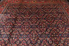 10x14 Navy, Coral, Blue Color Hand Knotted Bidjar Wool Traditional Oriental Rug