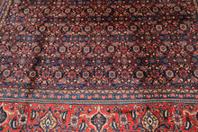 10x14 Navy, Coral, Blue Color Hand Knotted Bidjar Wool Traditional Oriental Rug