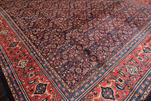 10x14 Navy, Coral, Blue Color Hand Knotted Bidjar Wool Traditional Oriental Rug