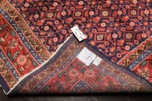 7x11 Royal Blue, Coral, Blush Color Hand Knotted Mahal Sarouk Wool Traditional Oriental Rug