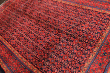 7x10 Navy, Coral, Aqua Color Hand Knotted Mahal Sarouk Wool Traditional Oriental Rug
