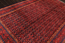7x10 Navy, Coral, Aqua Color Hand Knotted Mahal Sarouk Wool Traditional Oriental Rug