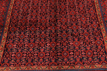 7x10 Navy, Coral, Aqua Color Hand Knotted Mahal Sarouk Wool Traditional Oriental Rug