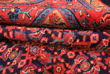 7x10 Navy, Coral, Aqua Color Hand Knotted Mahal Sarouk Wool Traditional Oriental Rug