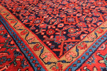 7x10 Navy, Coral, Aqua Color Hand Knotted Mahal Sarouk Wool Traditional Oriental Rug