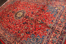 7x11 Red, Aqua, Aubergine Color Hand Knotted Sarouk Wool Traditional Oriental Rug