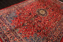 7x11 Red, Aqua, Aubergine Color Hand Knotted Sarouk Wool Traditional Oriental Rug