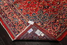 7x11 Red, Aqua, Aubergine Color Hand Knotted Sarouk Wool Traditional Oriental Rug