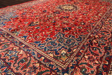 7x11 Red, Aqua, Aubergine Color Hand Knotted Sarouk Wool Traditional Oriental Rug