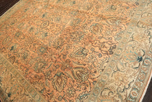 10x14 Peach, Beige, Celadon Color Hand Knotted Tabriz Wool Traditional Oriental Rug
