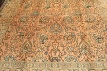 10x14 Peach, Beige, Celadon Color Hand Knotted Tabriz Wool Traditional Oriental Rug