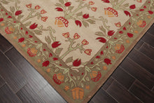 5x8 Beige, Mint Hand Tufted Hand Made 100% Wool Botanical Traditional Oriental Area Rug