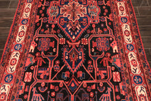 Runner Black, Red, Ivory Color Hand Knotted Heriz Wool Traditional Oriental Rug