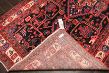 Runner Black, Red, Ivory Color Hand Knotted Heriz Wool Traditional Oriental Rug