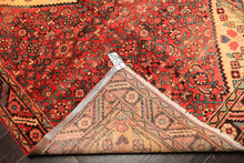 Runner Rust, Coral, Ivory Color Hand Knotted Hamadan Wool Traditional Oriental Rug