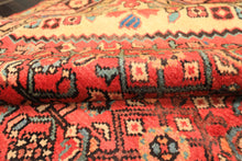 Runner Rust, Coral, Ivory Color Hand Knotted Hamadan Wool Traditional Oriental Rug