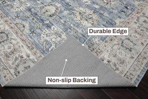 Multi Size Slate Machine Made Traditional washable Polyester Oriental Area Rug