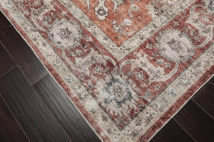 Multi Size Rust Machine Made Traditional washable Polyester Oriental Area Rug