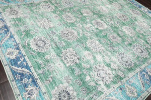 Multi Size Green Machine Made Traditional washable Polyester Oriental Area Rug