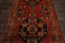 Runner Rust, Gold, Charcoal Color Hand Knotted Kurdish Hamadan Wool Traditional Oriental Rug