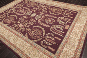 9x12 Aubergine Hand Hooked French Aubusson 100% Wool Traditional Oriental Area rug - Oriental Rug Of Houston