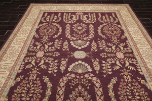 9x12 Aubergine Hand Hooked French Aubusson 100% Wool Traditional Oriental Area rug - Oriental Rug Of Houston