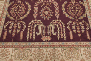 9x12 Aubergine Hand Hooked French Aubusson 100% Wool Traditional Oriental Area rug - Oriental Rug Of Houston