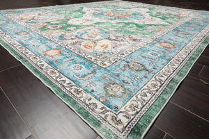 Multi size Green Machine Made Arts & Crafts Mission Style washable Polyester Oriental Area Rug