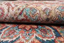 Multi Size Aqua Beige Rust Color Machine Made Flatweave Polyester Traditional Oriental Rug
