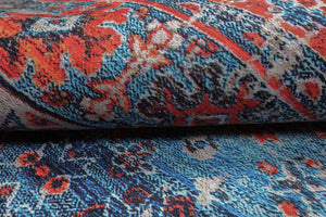 Multi Size Aqua Orange Beige Color Machine Made Flatweave Polyester Traditional Oriental Rug