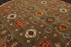 LoomBloom 5'6''x5'6" Olive Green Hand Knotted Traditional Oushak Wool Oriental Area Rug - Oriental Rug Of Houston