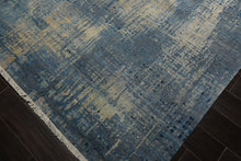 8x10 Beige, Blue, Color Hand Knotted Sherpa Wool and Silk Modern & Contemporary Oriental Rug