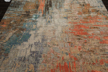 8x10 Beige, Coral, Aqua Color Hand Knotted Sherpa Wool and Silk Modern & Contemporary Oriental Rug