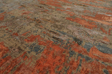 8x10 Beige, Coral, Aqua Color Hand Knotted Sherpa Wool and Silk Modern & Contemporary Oriental Rug