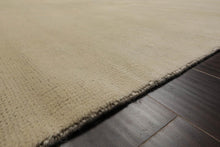 9x12 Beige with Green Undertones Color Hand Knotted Solid Wool Contemporary Oriental Rug