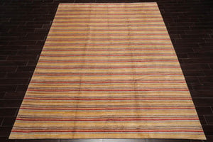 9x12 Gold Beige Aqua Color Hand Knotted High End Designer Silk & Hemp Contemporary Oriental Rug