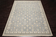 9x12 Ivory, Gray, Blue Color Hand Knotted High End Designer Wool Transitional Oriental Rug