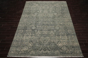 9x12 Green, Ivory Color Hand Knotted High End Designer Wool Transitional Oriental Rug